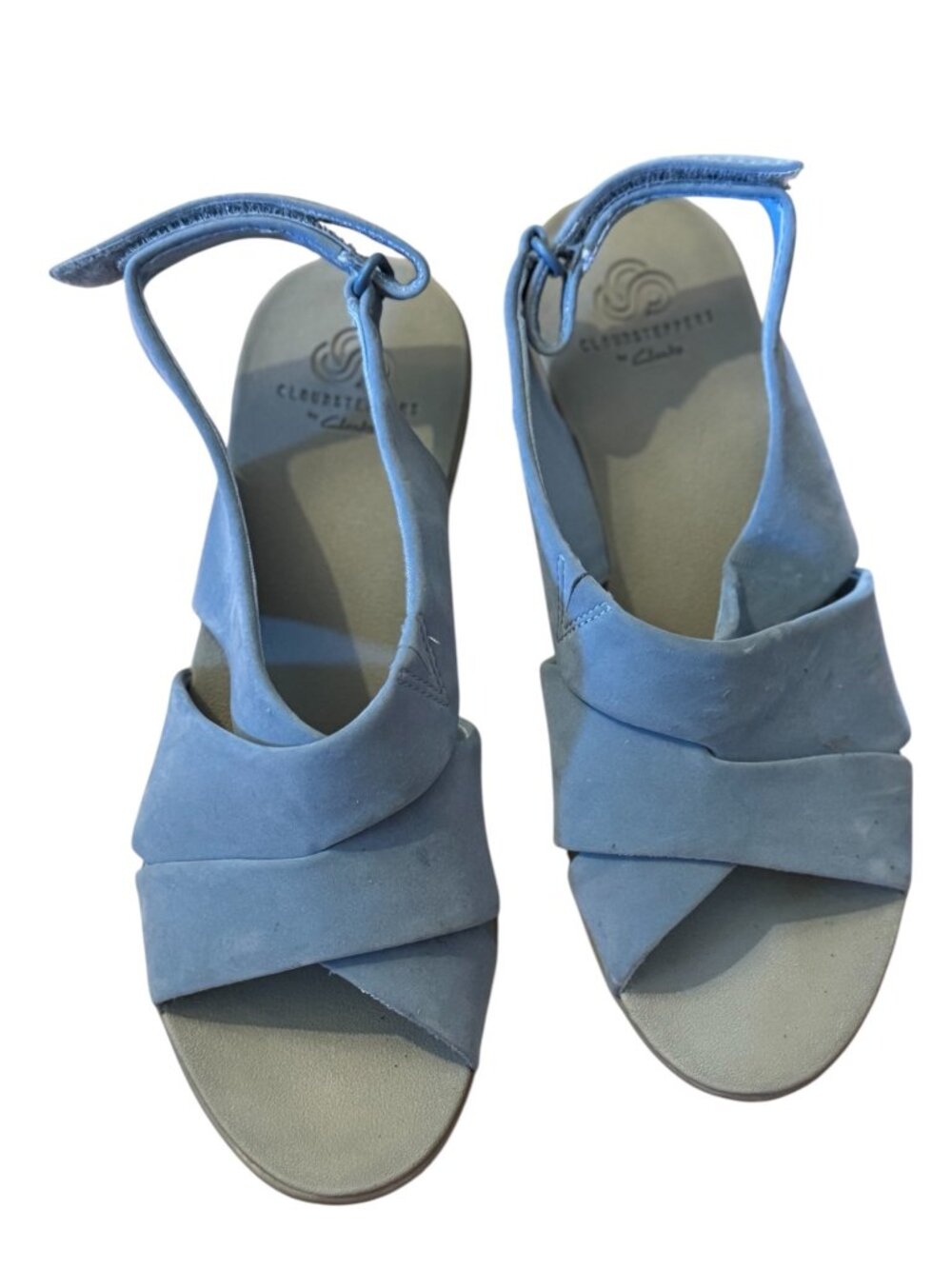 Clarks Cloudsteppers Caddell Bright Blue Nubuck Slingback Sandals Womens 5.5